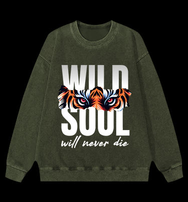 Wild Tiger Eyes Vintage Washed 100% Cotton Sweatshirt