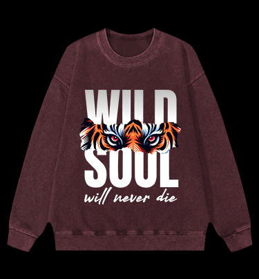 Wild Tiger Eyes Vintage Washed 100% Cotton Sweatshirt