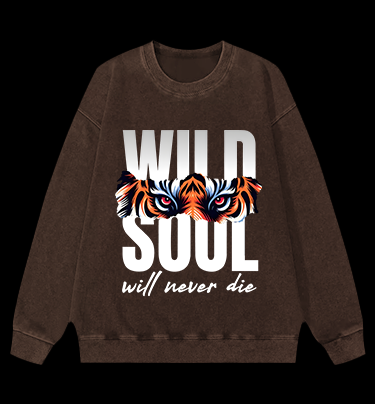 Wild Tiger Eyes Vintage Washed 100% Cotton Sweatshirt