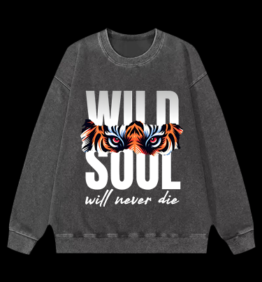 Wild Tiger Eyes Vintage Washed 100% Cotton Sweatshirt