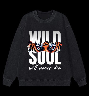 Wild Tiger Eyes Vintage Washed 100% Cotton Sweatshirt
