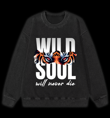 Wild Tiger Eyes Vintage Washed 100% Cotton Sweatshirt