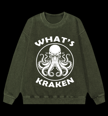 Octopus's Dark Gaze Vintage Washed 100% Cotton Sweatshirt