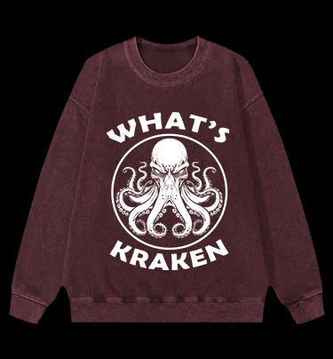 Octopus's Dark Gaze Vintage Washed 100% Cotton Sweatshirt