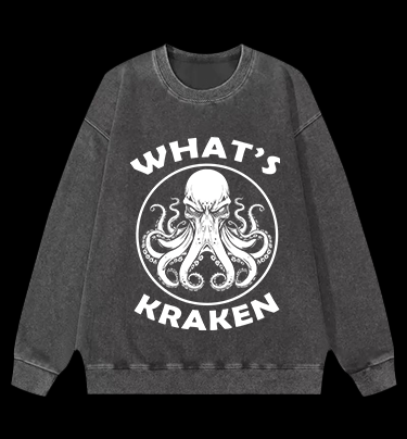 Octopus's Dark Gaze Vintage Washed 100% Cotton Sweatshirt