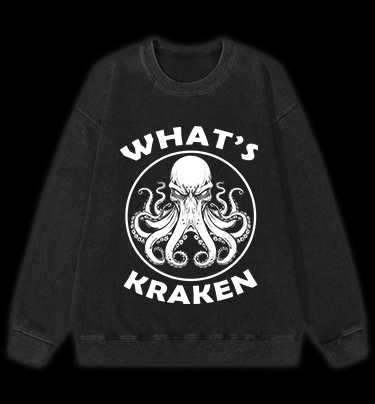 Octopus's Dark Gaze Vintage Washed 100% Cotton Sweatshirt