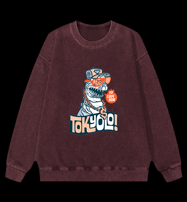 Trendy Godzilla Vintage Washed 100% Cotton Sweatshirt