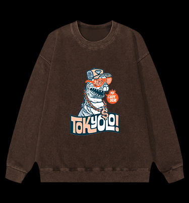 Trendy Godzilla Vintage Washed 100% Cotton Sweatshirt