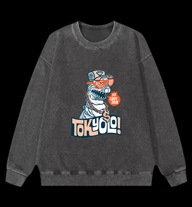 Trendy Godzilla Vintage Washed 100% Cotton Sweatshirt