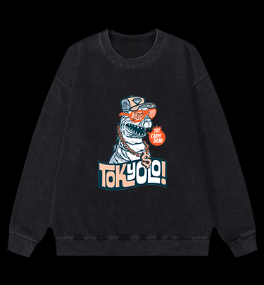 Trendy Godzilla Vintage Washed 100% Cotton Sweatshirt