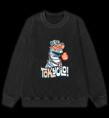 Trendy Godzilla Vintage Washed 100% Cotton Sweatshirt