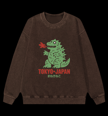 Kaiju's Tokyo Trip Vintage Washed 100% Cotton Sweatshirt