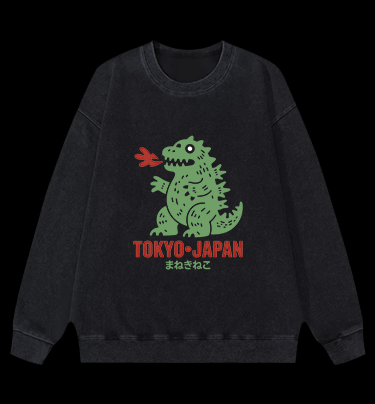 Kaiju's Tokyo Trip Vintage Washed 100% Cotton Sweatshirt