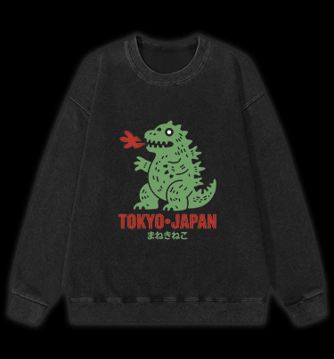 Kaiju's Tokyo Trip Vintage Washed 100% Cotton Sweatshirt