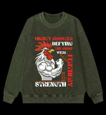Mighty Rooster Power Vintage Washed 100% Cotton Sweatshirt
