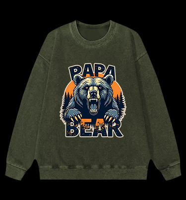 Wild Bear Papa Vintage Washed 100% Cotton Sweatshirt