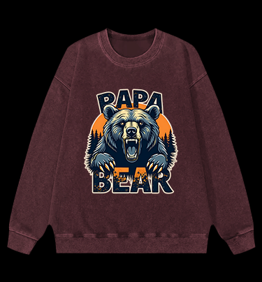 Wild Bear Papa Vintage Washed 100% Cotton Sweatshirt