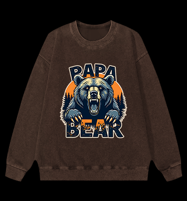 Wild Bear Papa Vintage Washed 100% Cotton Sweatshirt