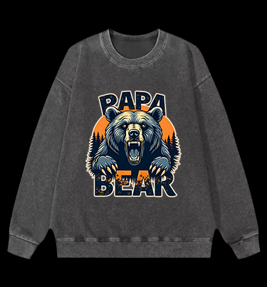 Wild Bear Papa Vintage Washed 100% Cotton Sweatshirt