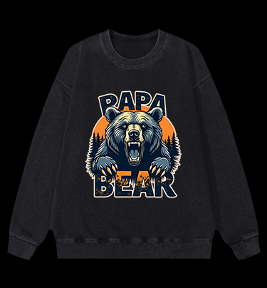 Wild Bear Papa Vintage Washed 100% Cotton Sweatshirt