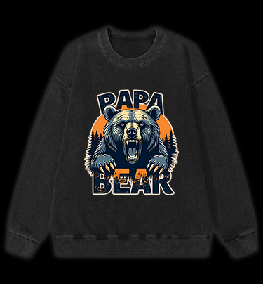Wild Bear Papa Vintage Washed 100% Cotton Sweatshirt