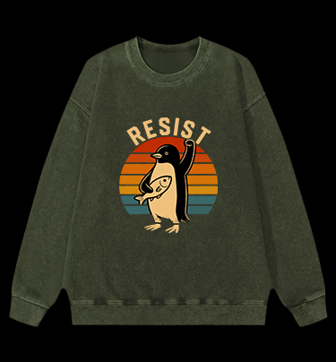 Penguin Uprising Vintage Washed 100% Cotton Sweatshirt
