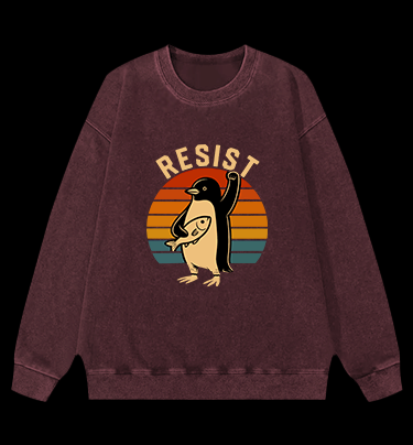 Penguin Uprising Vintage Washed 100% Cotton Sweatshirt