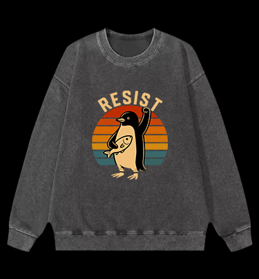 Penguin Uprising Vintage Washed 100% Cotton Sweatshirt
