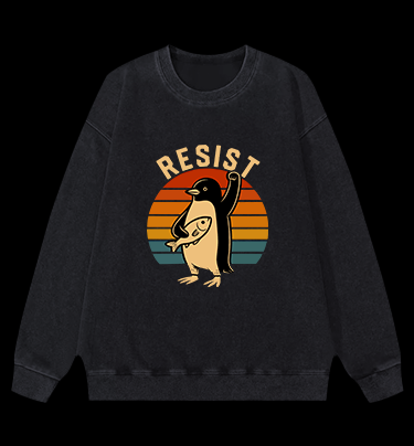 Penguin Uprising Vintage Washed 100% Cotton Sweatshirt