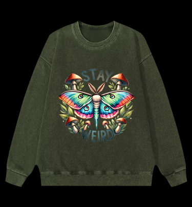 Colorful Moth Magic Vintage Washed 100% Cotton Sweatshirt