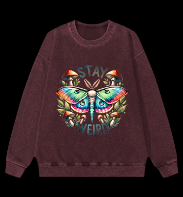 Colorful Moth Magic Vintage Washed 100% Cotton Sweatshirt