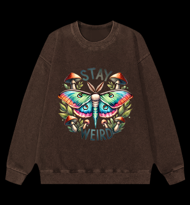 Colorful Moth Magic Vintage Washed 100% Cotton Sweatshirt
