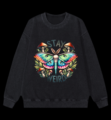 Colorful Moth Magic Vintage Washed 100% Cotton Sweatshirt