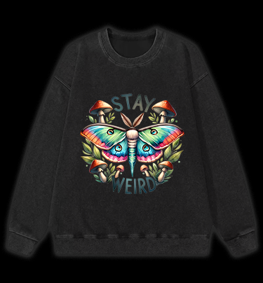 Colorful Moth Magic Vintage Washed 100% Cotton Sweatshirt
