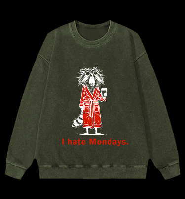 Raccoon Hates Monday Vintage Washed 100% Cotton Sweatshirt