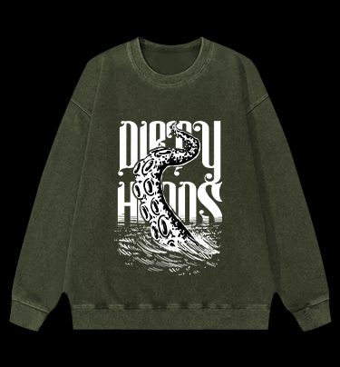 Octopus Tentacle Fun Vintage Washed 100% Cotton Sweatshirt