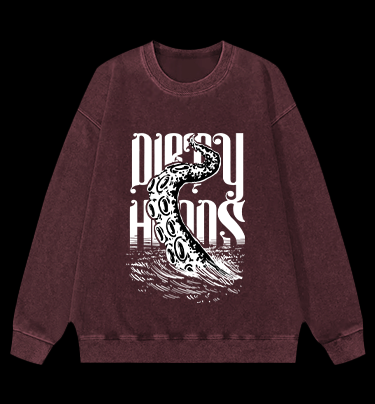 Octopus Tentacle Fun Vintage Washed 100% Cotton Sweatshirt