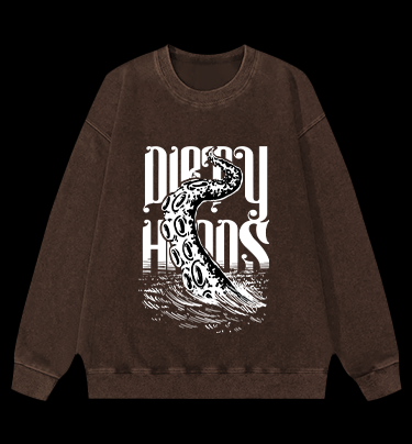 Octopus Tentacle Fun Vintage Washed 100% Cotton Sweatshirt