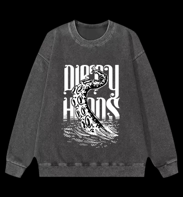 Octopus Tentacle Fun Vintage Washed 100% Cotton Sweatshirt