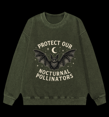 Bat's Pollinator Mission Vintage Washed 100% Cotton Sweatshirt