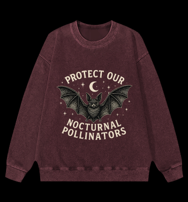 Bat's Pollinator Mission Vintage Washed 100% Cotton Sweatshirt