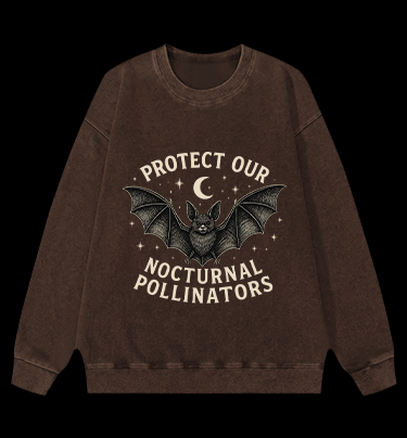 Bat's Pollinator Mission Vintage Washed 100% Cotton Sweatshirt