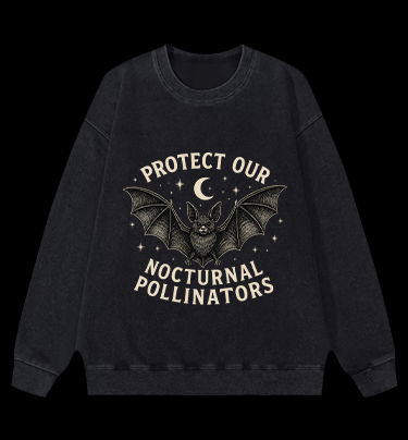 Bat's Pollinator Mission Vintage Washed 100% Cotton Sweatshirt