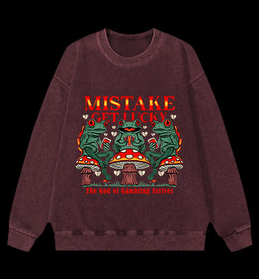 Lucky Frog Gamble Vintage Washed 100% Cotton Sweatshirt