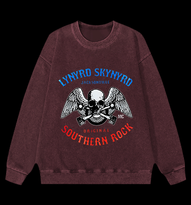 Rock Skull: Bird Flight Vintage Washed 100% Cotton Sweatshirt