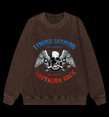 Rock Skull: Bird Flight Vintage Washed 100% Cotton Sweatshirt