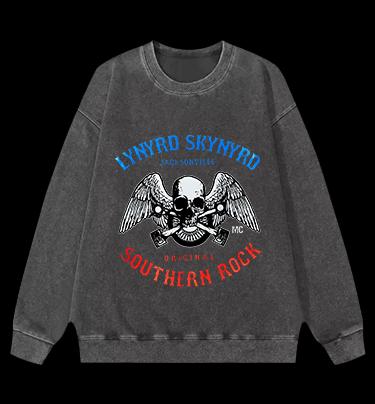 Rock Skull: Bird Flight Vintage Washed 100% Cotton Sweatshirt