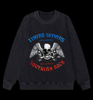 Rock Skull: Bird Flight Vintage Washed 100% Cotton Sweatshirt