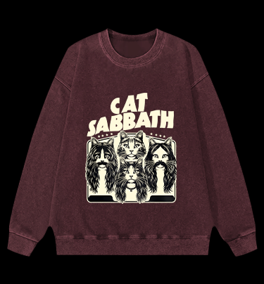 Cat Sabbath Rockers Vintage Washed 100% Cotton Sweatshirt