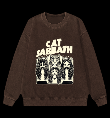 Cat Sabbath Rockers Vintage Washed 100% Cotton Sweatshirt